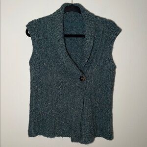 Vintage Knit Chunky Short Sleeve Button Sweater Top